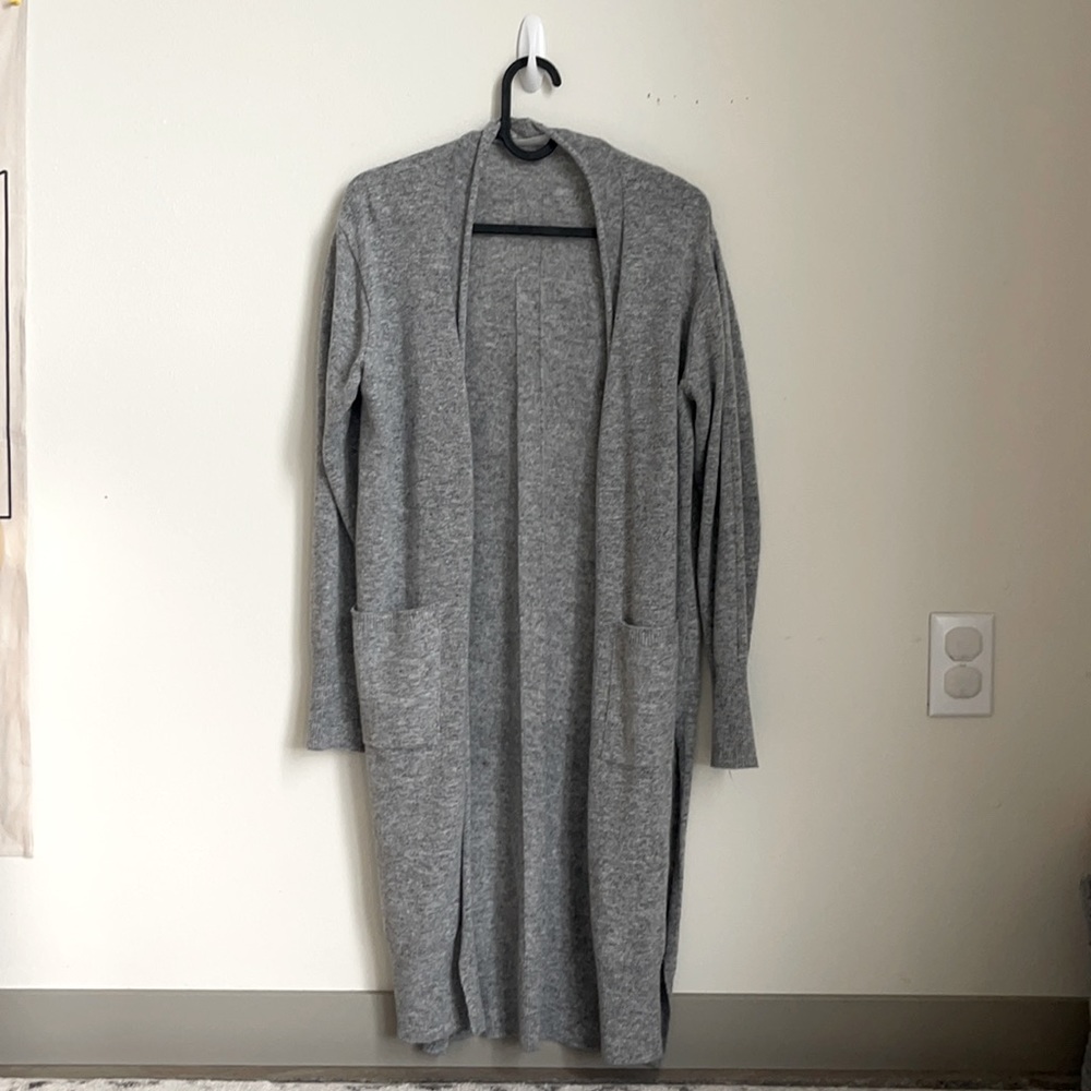 Long cardigan with thigh high slit